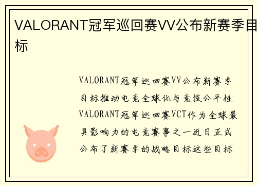 VALORANT冠军巡回赛VV公布新赛季目标