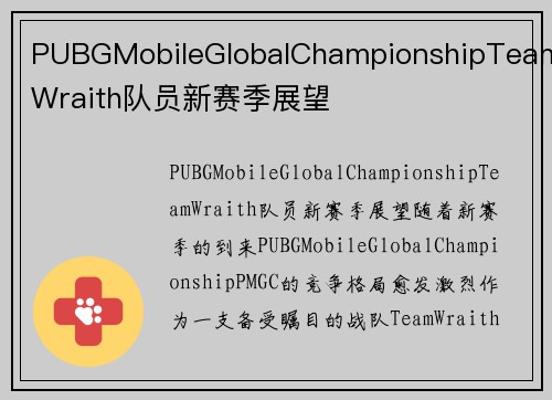 PUBGMobileGlobalChampionshipTeamWraith队员新赛季展望